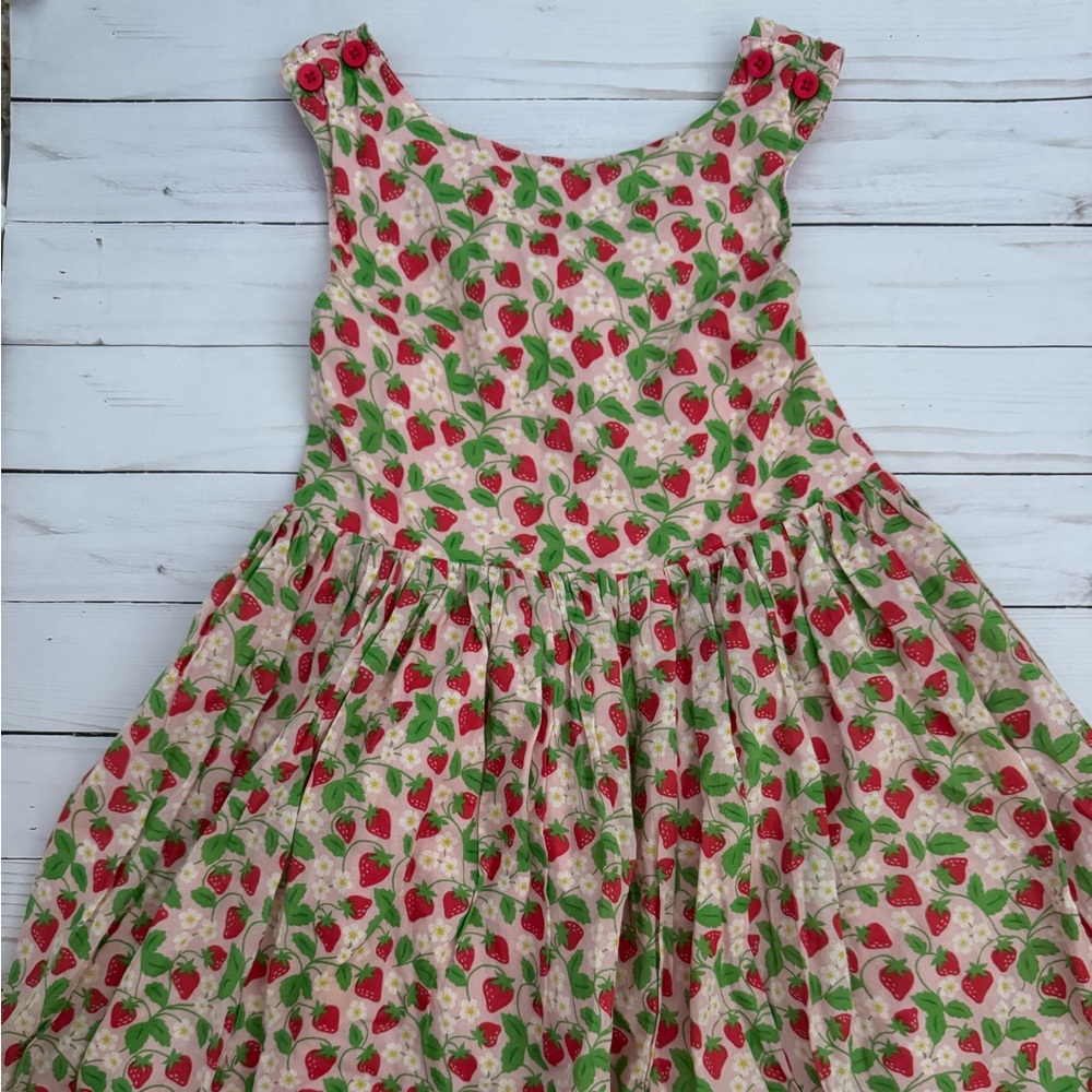 Mini Boden Strawberry Print Dress - Red and Green